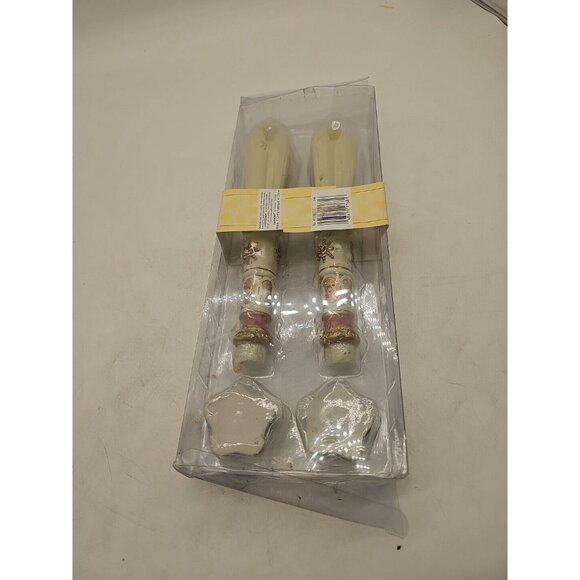 VTG AMSCAN HOLIDAY ANGEL CANDLE SET OF 2 10" CHRISTMAS #449407 HAND PAINTED - Picture 2 of 7